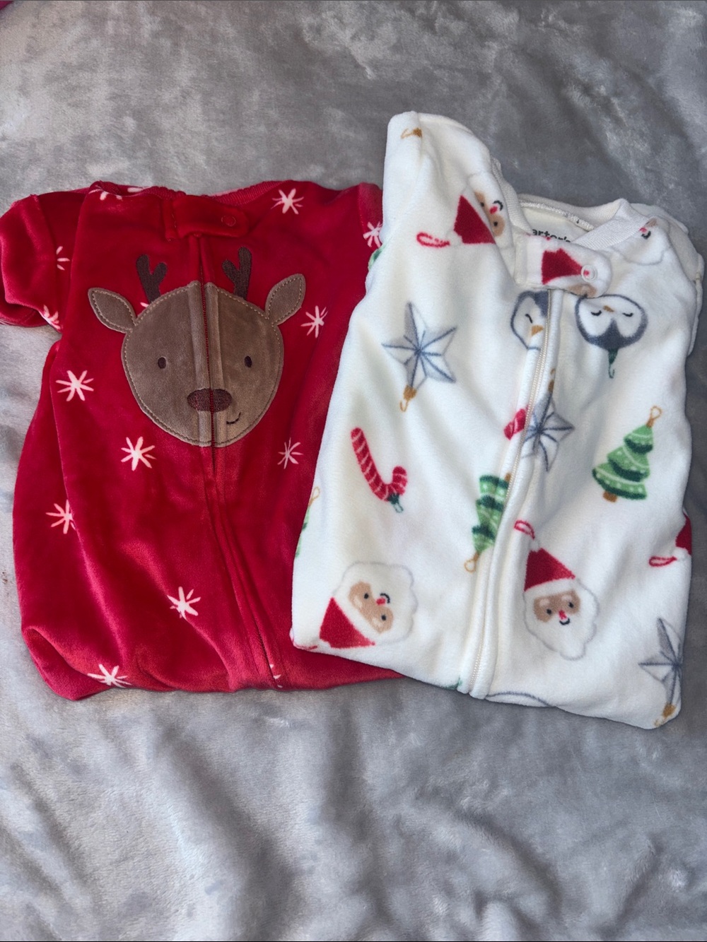 Carter's Red Reindeer & White Santa Holiday Fleece Sleep Sacks